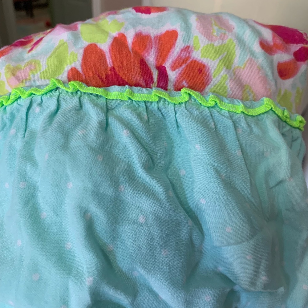 EUC Cat and Jack size 5T maxi dress. Floral pattern with neon accent color. - Picture 4 of 5